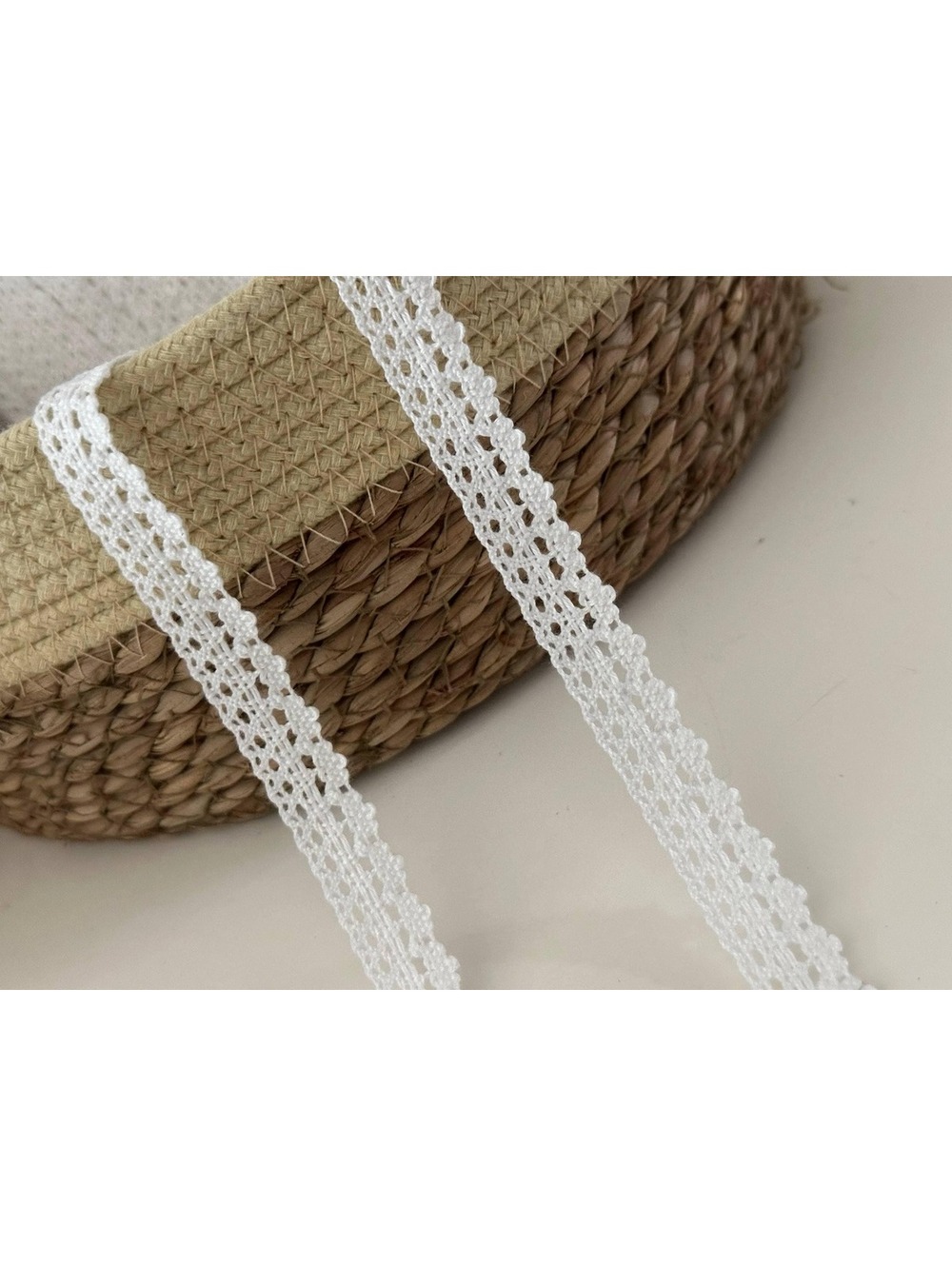 5Yds Non-Stretch 0.6" White Cotton Crochet Lace Trim, Vintage Craft Wholesale